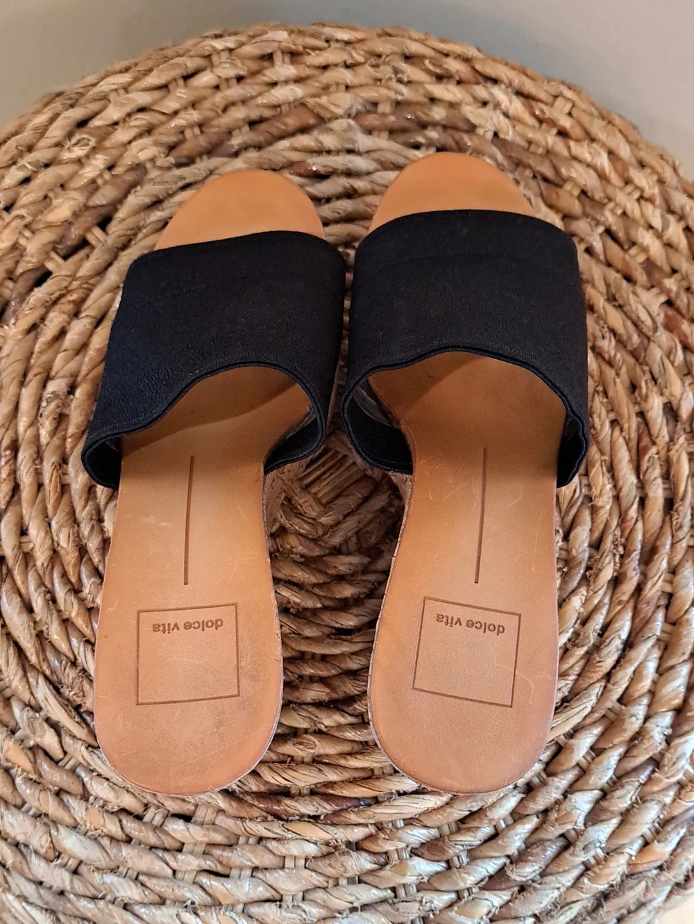 Dolce Vita Womens Ismerelda Summer Black Stretch‎ Platform Slide Sandals 6